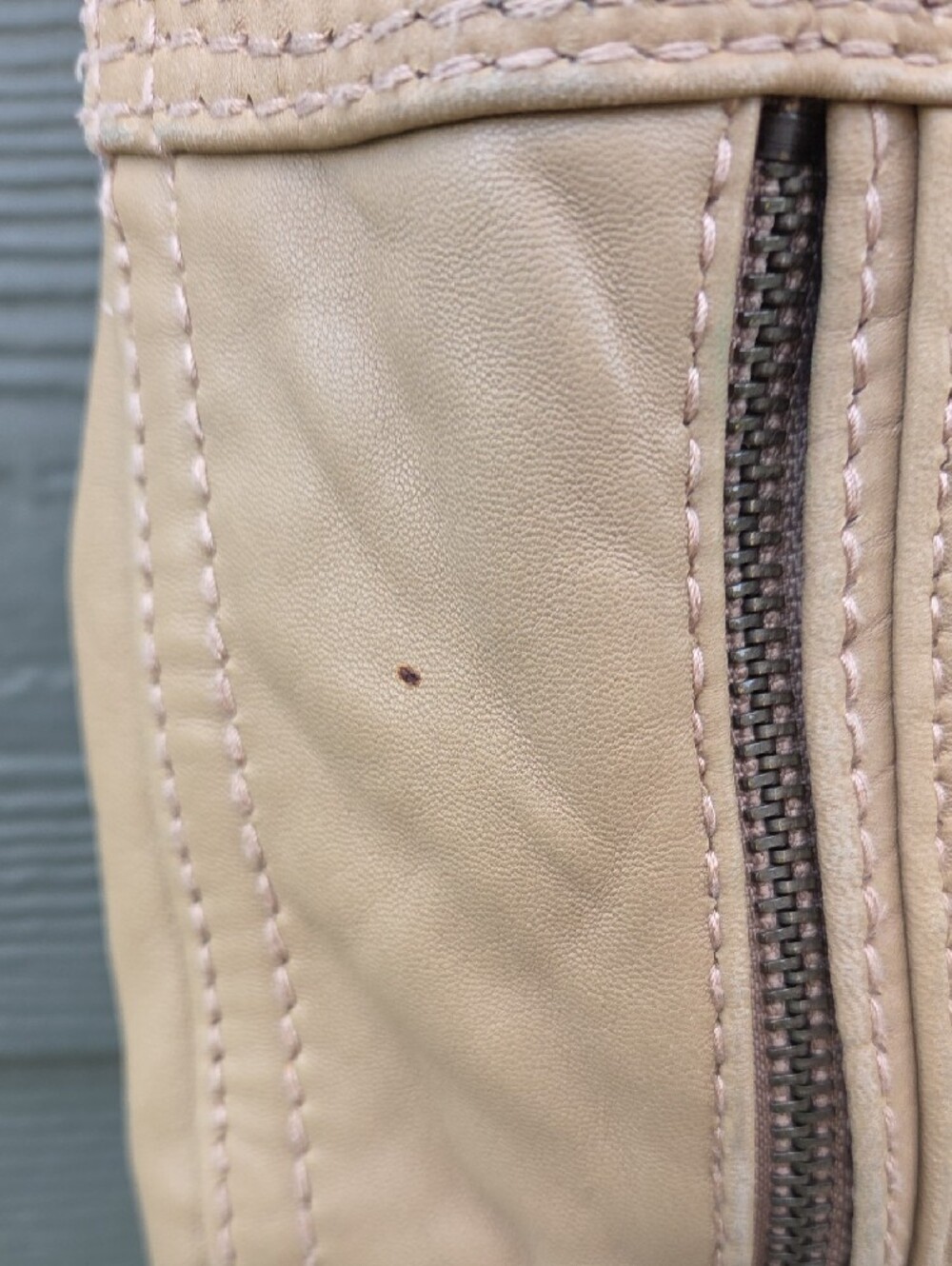 Michael Kors Beige Leather Zip-Front Jacket - Picture 4 of 10